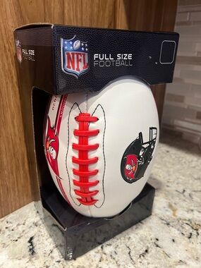 NFL White Football with Red Laces and Buccaneers Helmet